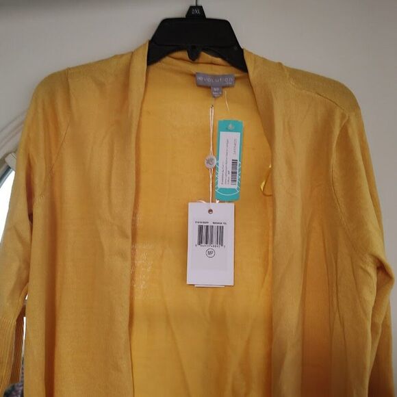 New Evolution By Cyrus Yellow Myna Lightweight Button Sleeve Cardigan Women's MP - Picture 2 of 3